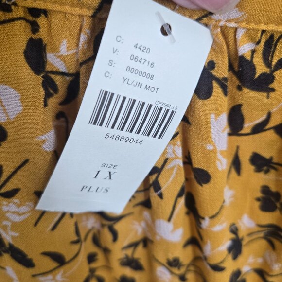 Maeve X Anthropologie Plus Yellow Floral Cheyanne Long Sleeved Lace Blouse 1x - Picture 11 of 13
